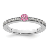 14k White Gold Stackable Expressions Pink Tourmaline and Dia. Ring